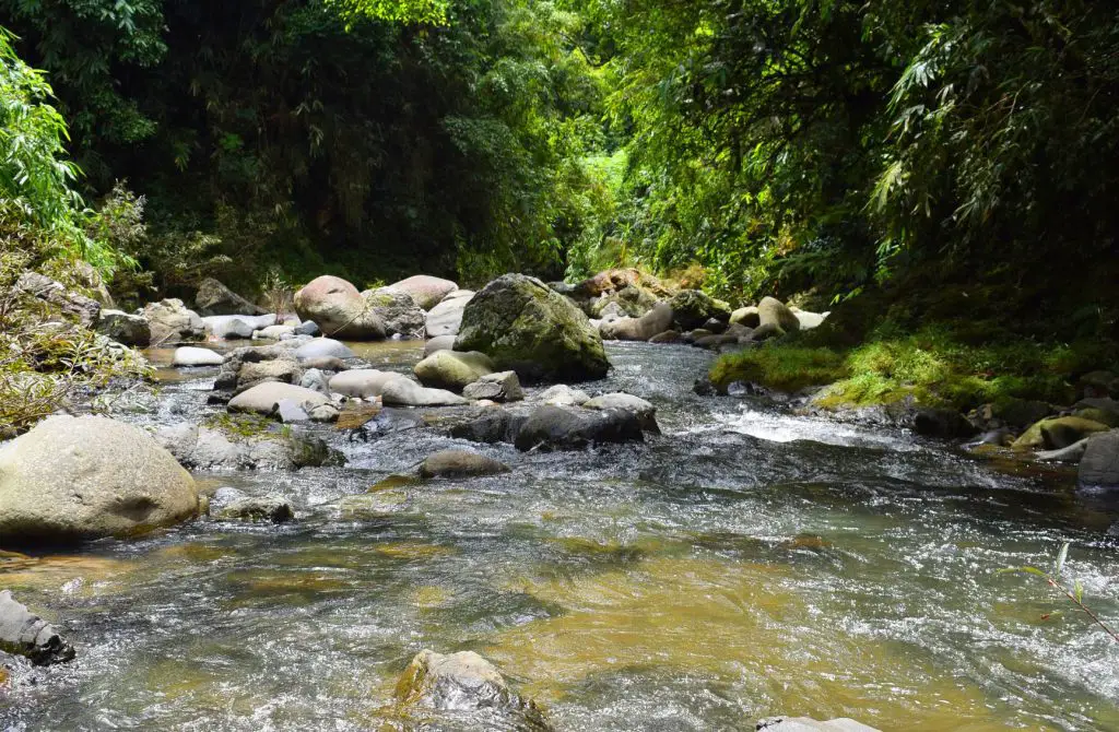Following a river to Shamsham Falls, Baayan, Tublay, Benguet.